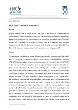 HISP. QUART. 60 Blas Pretovio: Vocabulario de lengua guarani