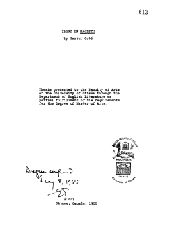 IRONY IN MACBETH by Hector Cote Thesis presented to the Faculty
