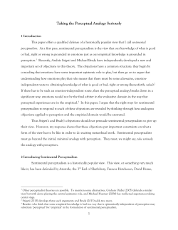 Taking the Perceptual Analogy Seriously