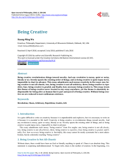 Being Creative - Scientific Research Publishing