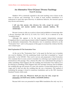 An Alternative View Of Jesus` Divorce Teachings