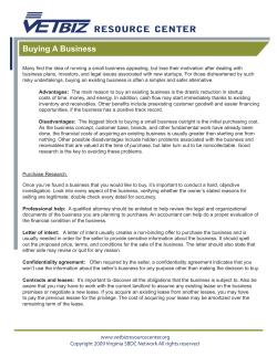 Buying A Business - VETBIZ Resource Center