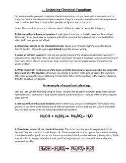 Balancing Chemical Equations