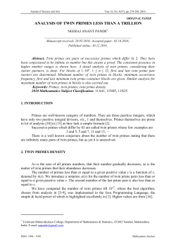 ANALYSIS OF TWIN PRIMES LESS THAN A TRILLION