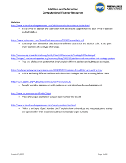 Addition and Subtraction Computational Fluency Resources