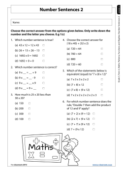 Number Sentences 2 - E