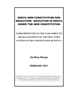 KENYA NEW CONSTITUTION AND EDUCATION: EDUCATION IN