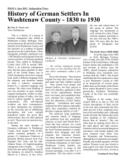 History of German Settlers In Washtenaw County