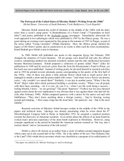 The Portrayal of the US of Miroslav Holub`s Writing From the