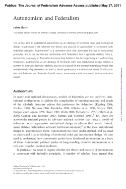 Autonomism and Federalism