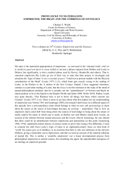 FROM LOCKE TO MATERIALISM: EMPIRICISM, THE BRAIN AND