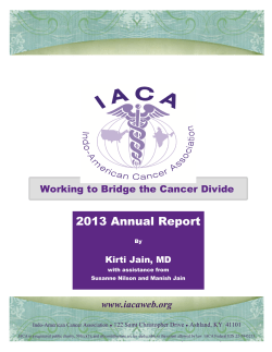 iaca annual report - Indo-American Cancer Association