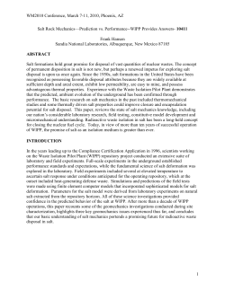 Salt Rock Mechanics &mdash; Prediction vs. Performance