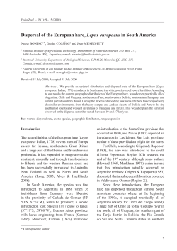 Dispersal of the European hare, Lepus europaeus in South America