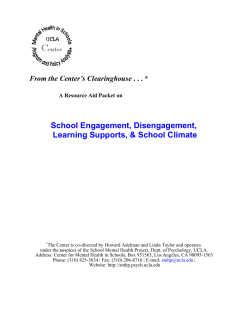 School Engagement, Disengagement, Learning Supports