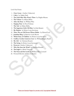 Level One Poems 1. Ooey Gooey [Author Unknown] 2. Celery by