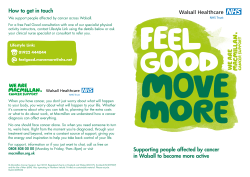 Supporting people affected by cancer in Walsall to become more