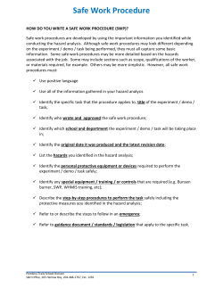 Safe Work Procedure - Pembina Trails School Division