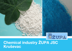 Chemical industry ŽUPA JSC Kru&scaron;evac