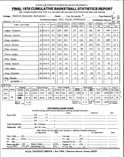 final 1978 cumulative basketball statistics report