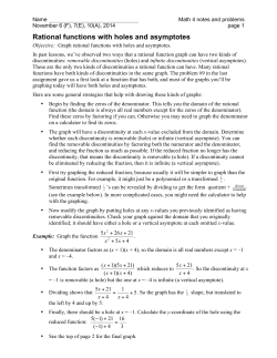 Rational Functions with holes and asymptotes