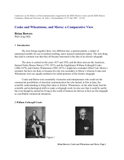 Cooke and Wheatstone, and Morse: a Comparative View