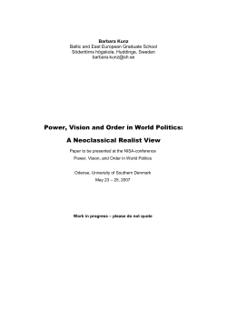 Power, Vision and Order in World Politics: A Neoclassical