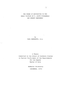 The Theme of Maturation in the Early Fiction of F. Scott Fitzgerald