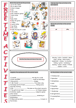 Find ten free time activities in the word search. Put the letters in the