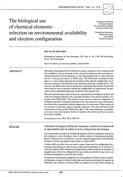 The biological use of chemical elements : selection on