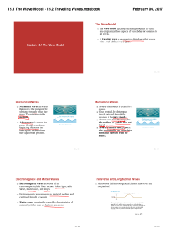 15.1 The Wave Model - 15.2 Traveling Waves.notebook