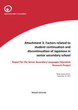 Attachment 3: Factors related to student continuation and