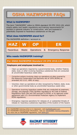 HAZ W OP ER OSHA HAZWOPER FAQs