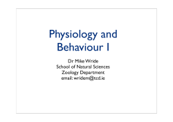 Physiology and Behaviour I