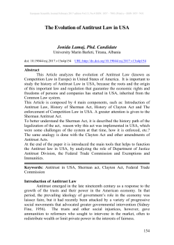 The Evolution of Antitrust Law in USA