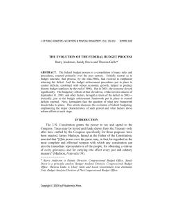 THE EVOLUTION OF THE FEDERAL BUDGET PROCESS Barry