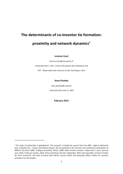 The determinants of co-‐inventor tie formation: proximity and
