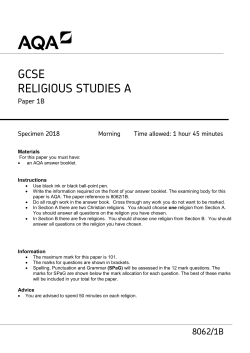 GCSE Religious Studies A Specimen question paper Paper 1B