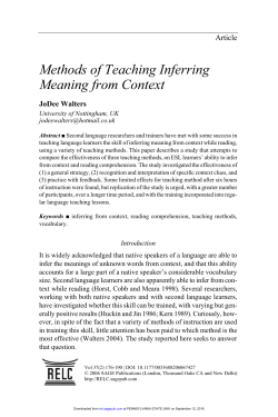 Methods of Teaching Inferring Meaning from Context