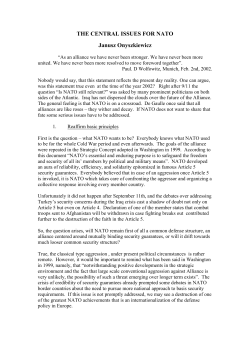 THE CENTRAL ISSUES FOR NATO