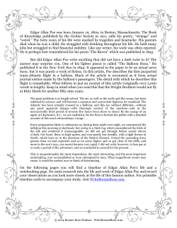 Edgar Allan Poe was born January 19, 1809, in Boston