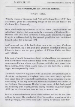 Jack McNamara, the last Cordeaux bushman