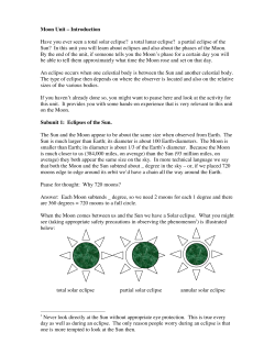 Moon Unit – Introduction Have you ever seen a total solar eclipse? a