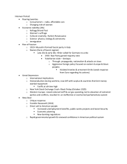 Interwar Period: &bull; Roaring twenties o Consumerism &ndash; radio