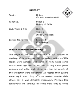 HISTORY Subject : History Paper No. : Paper