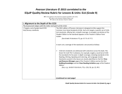Pearson Literature EQuIP Rubric Grade 9