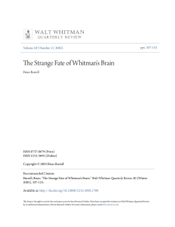 The Strange Fate of Whitman`s Brain