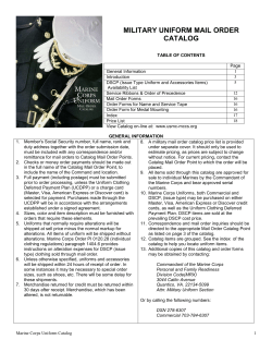 MILITARY UNIFORM MAIL ORDER CATALOG