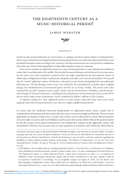 the eighteenth century as a music-historical period?