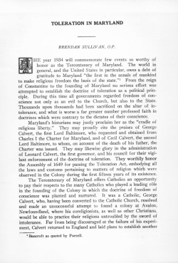 Toleration in Maryland